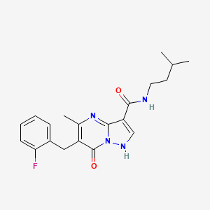 molecular formula C20H23FN4O2 B1242127 6-[(2-fluorophenyl)methyl]-5-methyl-N-(3-methylbutyl)-7-oxo-1H-pyrazolo[1,5-a]pyrimidine-3-carboxamide 