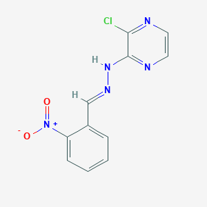 molecular formula C11H8ClN5O2 B1242131 2-Nitrobenzaldehyde (3-chloro-2-pyrazinyl)hydrazone 