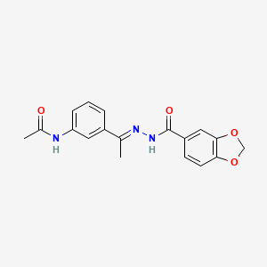 molecular formula C18H17N3O4 B1242160 N-[(E)-1-(3-acetamidophenyl)ethylideneamino]-1,3-benzodioxole-5-carboxamide 