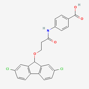 molecular formula C23H17Cl2NO4 B1242169 N-(9H-(2,7-Dichlorofluorenyl)-9-ethoxycarbonyl)-4-aminobenzoic acid CAS No. 147960-65-4