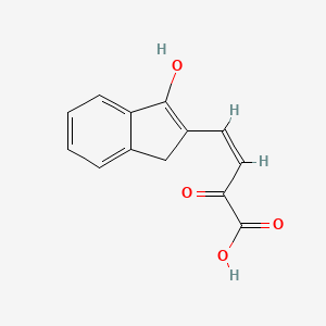 molecular formula C13H10O4 B1242192 2-羟基-4-(1-氧代-1,3-二氢-2H-茚-2-亚甲基)丁-2-烯酸 