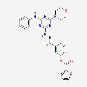 3-[(E)-{2-[4-(morpholin-4-yl)-6-(phenylamino)-1,3,5-triazin-2-yl]hydrazinylidene}methyl]phenyl furan-2-carboxylate