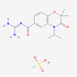 molecular formula C16H24N4O6S B1242212 N-(diaminomethylidene)-2,2-dimethyl-3-oxo-4-propan-2-yl-1,4-benzoxazine-6-carboxamide;methanesulfonic acid 