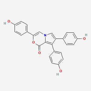 molecular formula C25H17NO5 B1242215 3,7,8-tris(4-Hydroxyphenyl)-pyrrolo[2,1-c][1,4]oxazin-1-one 