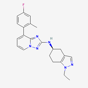 molecular formula C22H23FN6 B12422165 N-[(5R)-1-ethyl-4,5,6,7-tetrahydroindazol-5-yl]-8-(4-fluoro-2-methylphenyl)-[1,2,4]triazolo[1,5-a]pyridin-2-amine 