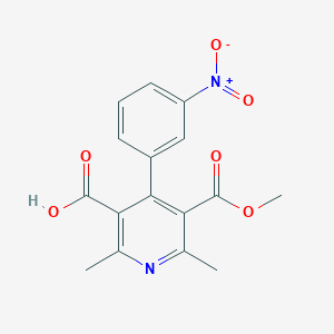 molecular formula C16H14N2O6 B1242217 2,6-Dimethyl-4-(3-nitrophenyl)pyridine-3,5-dicarboxylic acid monomethyl ester CAS No. 64603-72-1