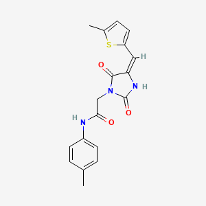 molecular formula C18H17N3O3S B1242269 N-(4-methylphenyl)-2-{(4E)-4-[(5-methylthien-2-yl)methylene]-2,5-dioxoimidazolidin-1-yl}acetamide 