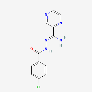 molecular formula C12H10ClN5O B1242272 N'2-(4-chlorobenzoyl)pyrazine-2-carbohydrazonamide 