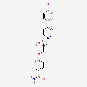 molecular formula C21H23FN2O3 B1242277 4-{3-[4-(4-Fluorophenyl)-1,2,3,6-tetrahydropyridin-1-yl]-2-hydroxypropoxy}benzamide 