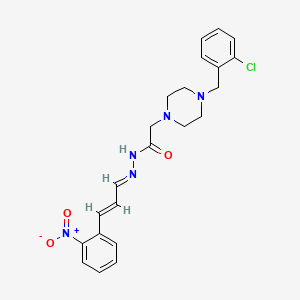 molecular formula C22H24ClN5O3 B1242290 2-[4-(2-chlorobenzyl)piperazin-1-yl]-N'-[(1E,2E)-3-(2-nitrophenyl)prop-2-en-1-ylidene]acetohydrazide 