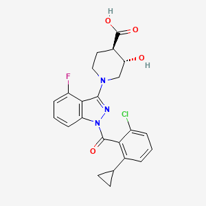 (3S,4R)-1-[1-(2-chloro-6-cyclopropylbenzene-1-carbonyl)-4-fluoro-1H-indazol-3-yl]-3-hydroxypiperidine-4-carboxylic acid