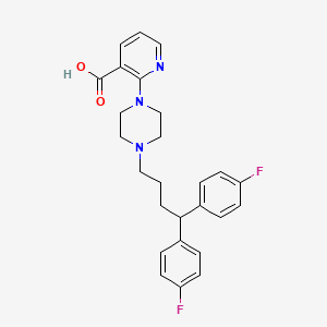 molecular formula C26H27F2N3O2 B1242293 2-[4-[4,4-Bis(4-fluorophenyl)butyl]piperazin-1-yl]pyridine-3-carboxylic acid 