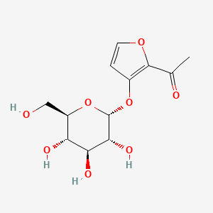 molecular formula C12H16O8 B1242298 乙酮，1-[3-(a-D-葡萄糖吡喃糖基氧基)-2-呋喃基]- CAS No. 85559-61-1