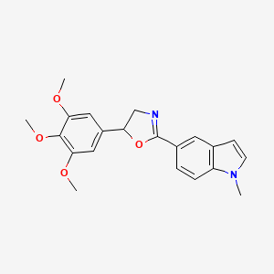 molecular formula C21H22N2O4 B1242321 1H-Indole, 5-(4,5-dihydro-5-(3,4,5-trimethoxyphenyl)-2-oxazolyl)-1-methyl- CAS No. 256934-83-5