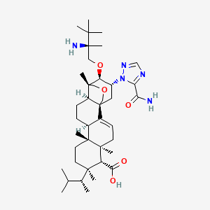 (1R,5S,6R,7R,10R,11R,14R,15S,20R,21R)-21-[(2R)-2-amino-2,3,3-trimethylbutoxy]-20-(5-carbamoyl-1,2,4-triazol-1-yl)-5,7,10,15-tetramethyl-7-[(2R)-3-methylbutan-2-yl]-17-oxapentacyclo[13.3.3.01,14.02,11.05,10]henicos-2-ene-6-carboxylic acid