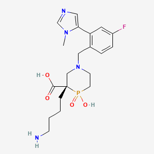 molecular formula C20H28FN4O4P B12423304 (3S)-3-(4-aminobutyl)-1-[[4-fluoro-2-(3-methylimidazol-4-yl)phenyl]methyl]-4-hydroxy-4-oxo-1,4lambda5-azaphosphinane-3-carboxylic acid 