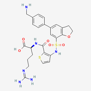 molecular formula C26H30N6O6S2 B12423375 (2S)-2-[[3-[[5-[4-(aminomethyl)phenyl]-2,3-dihydro-1-benzofuran-7-yl]sulfonylamino]thiophene-2-carbonyl]amino]-5-(diaminomethylideneamino)pentanoic acid 