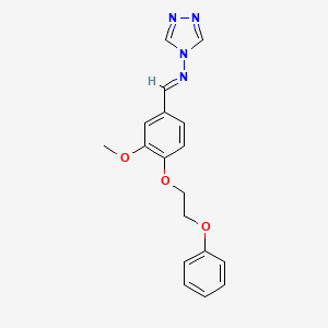 molecular formula C18H18N4O3 B1242344 N-{(E)-[3-methoxy-4-(2-phenoxyethoxy)phenyl]methylidene}-4H-1,2,4-triazol-4-amine 