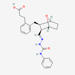 molecular formula C24H27N3O4 B1242346 2-((3-((((Phenylamino)carbonyl)hydrazono)methyl)-7-oxabicyclo(2.2.1)hept-2-yl)methyl)benzenepropanoic acid CAS No. 135613-36-4