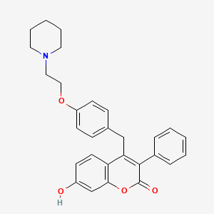 molecular formula C29H29NO4 B1242355 7-Hydroxy-3-phenyl-4-[[4-(2-piperidin-1-ylethoxy)phenyl]methyl]chromen-2-one CAS No. 280137-80-6