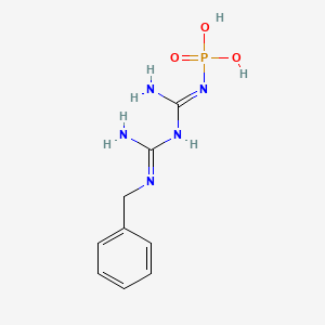 molecular formula C9H14N5O3P B1242373 ((苄基氨基甲亚氨基)氨基甲亚氨基)磷酰胺酸 CAS No. 738523-03-0