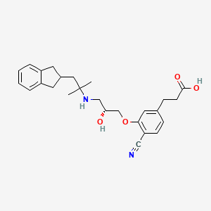 molecular formula C26H32N2O4 B1242388 3-[4-氰基-3-[(2R)-3-[[1-(2,3-二氢-1H-茚-2-基)-2-甲基丙烷-2-基]氨基]-2-羟基丙氧基]苯基]丙酸 CAS No. 351490-27-2