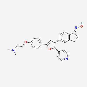 molecular formula C28H27N3O3 B12424005 (NE)-N-[5-[5-[4-[2-(dimethylamino)ethoxy]phenyl]-2-pyridin-4-ylfuran-3-yl]-2,3-dihydroinden-1-ylidene]hydroxylamine 