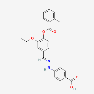 molecular formula C24H22N2O5 B1242404 4-[(2E)-2-(3-ethoxy-4-{[(2-methylphenyl)carbonyl]oxy}benzylidene)hydrazinyl]benzoic acid 