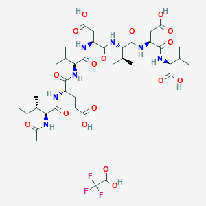 molecular formula C39H62F3N7O17 B12424078 (4S)-4-[[(2S,3S)-2-acetamido-3-methylpentanoyl]amino]-5-[[(2S)-1-[[(2S)-3-carboxy-1-[[(2S,3S)-1-[[(2S)-3-carboxy-1-[[(1S)-1-carboxy-2-methylpropyl]amino]-1-oxopropan-2-yl]amino]-3-methyl-1-oxopentan-2-yl]amino]-1-oxopropan-2-yl]amino]-3-methyl-1-oxobutan-2-yl]amino]-5-oxopentanoic acid;2,2,2-trifluoroacetic acid 