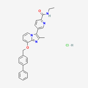 N-ethyl-5-[2-methyl-8-[(4-phenylphenyl)methoxy]imidazo[1,2-a]pyridin-3-yl]pyridine-2-carboxamide;hydrochloride