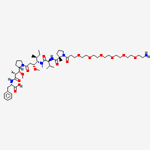 (2S)-2-[[(2R,3R)-3-[(2S)-1-[(3R,4S,5S)-4-[[(2S)-2-[[(2S)-1-[3-[2-[2-[2-[2-[2-(2-aminoethoxy)ethoxy]ethoxy]ethoxy]ethoxy]ethoxy]propanoyl]-2-methylpyrrolidine-2-carbonyl]amino]-3-methylbutanoyl]-methylamino]-3-methoxy-5-methylheptanoyl]pyrrolidin-2-yl]-3-methoxy-2-methylpropanoyl]amino]-3-phenylpropanoic acid