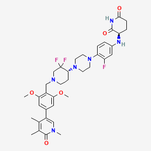 molecular formula C37H45F3N6O5 B12424202 (3R)-3-[4-[4-[(4R)-1-[[2,6-dimethoxy-4-(1,4,5-trimethyl-6-oxopyridin-3-yl)phenyl]methyl]-3,3-difluoropiperidin-4-yl]piperazin-1-yl]-3-fluoroanilino]piperidine-2,6-dione 