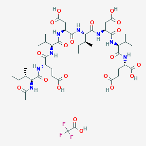 (2S)-2-[[(2S)-2-[[(2S)-2-[[(2S,3S)-2-[[(2S)-2-[[(2S)-2-[[(2S)-2-[[(2S,3S)-2-acetamido-3-methylpentanoyl]amino]-4-carboxybutanoyl]amino]-3-methylbutanoyl]amino]-3-carboxypropanoyl]amino]-3-methylpentanoyl]amino]-3-carboxypropanoyl]amino]-3-methylbutanoyl]amino]pentanedioic acid;2,2,2-trifluoroacetic acid