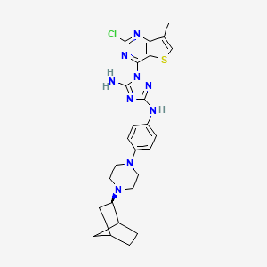 3-N-[4-[4-[(2R)-2-bicyclo[2.2.1]heptanyl]piperazin-1-yl]phenyl]-1-(2-chloro-7-methylthieno[3,2-d]pyrimidin-4-yl)-1,2,4-triazole-3,5-diamine