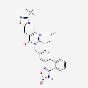 molecular formula C31H34N6O4 B12424344 2-butyl-5-[(3-tert-butyl-1,2,4-oxadiazol-5-yl)methyl]-6-methyl-3-{[2'-(5-oxo-4,5-dihydro-1,2,4-oxadiazol-3-yl)[1,1'-biphenyl]-4-yl]methyl}pyrimidin-4(3H)-one 