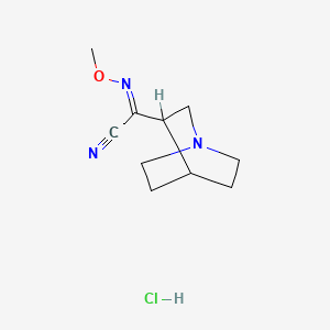 molecular formula C10H16ClN3O B1242440 (3Z)-N-methoxy-1-azabicyclo[2.2.2]octane-3-carboximidoyl cyanide;hydrochloride 
