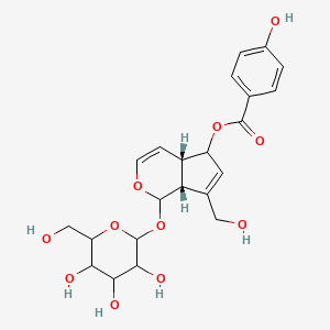 (4aS,7aR)-7-(hydroxymethyl)-1-{[3,4,5-trihydroxy-6-(hydroxymethyl)oxan-2-yl]oxy}-1H,4aH,5H,7aH-cyclopenta[c]pyran-5-yl 4-hydroxybenzoate