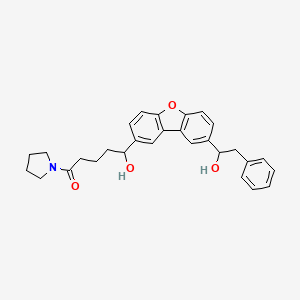 molecular formula C29H31NO4 B1242445 5-Hydroxy-5-[8-(1-hydroxy-2-phenylethyl)dibenzofuran-2-yl]-1-pyrrolidin-1-ylpentan-1-one 