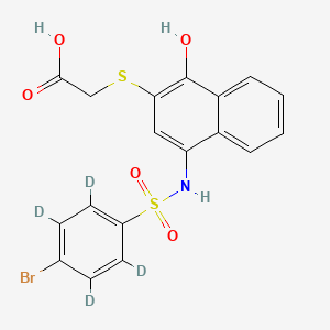 molecular formula C18H14BrNO5S2 B12424452 2-[4-[(4-Bromo-2,3,5,6-tetradeuteriophenyl)sulfonylamino]-1-hydroxynaphthalen-2-yl]sulfanylacetic acid 