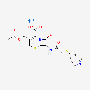 sodium;(6R,7R)-3-(acetyloxymethyl)-8-oxo-7-[(2-pyridin-4-ylsulfanylacetyl)amino]-5-thia-1-azabicyclo[4.2.0]oct-2-ene-2-carboxylate