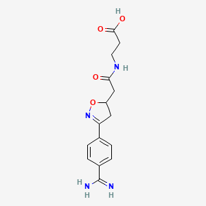 molecular formula C15H18N4O4 B1242448 3-[[2-[3-(4-Carbamimidoylphenyl)-4,5-dihydro-1,2-oxazol-5-yl]acetyl]amino]propanoic acid 