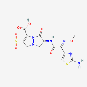 (2S)-2-[[(2E)-2-(2-amino-1,3-thiazol-4-yl)-2-methoxyiminoacetyl]amino]-6-methylsulfonyl-3-oxo-2,7-dihydro-1H-pyrazolo[1,2-a]pyrazole-5-carboxylic acid