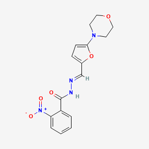 molecular formula C16H16N4O5 B1242463 2-nitro-N'-{[5-(4-morpholinyl)-2-furyl]methylene}benzohydrazide 