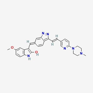 5-methoxy-3-[(E)-[3-[(E)-2-[6-(4-methylpiperazin-1-yl)pyridin-3-yl]ethenyl]indazol-6-ylidene]methyl]-1H-indol-2-ol