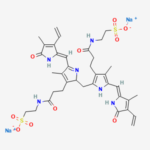 molecular formula C37H44N6Na2O10S2 B12424706 disodium;2-[3-[5-[(Z)-(3-ethenyl-4-methyl-5-oxopyrrol-2-ylidene)methyl]-2-[[5-[(Z)-(4-ethenyl-3-methyl-5-oxopyrrol-2-ylidene)methyl]-4-methyl-3-[3-oxo-3-(2-sulfonatoethylamino)propyl]-1H-pyrrol-2-yl]methyl]-4-methyl-2H-pyrrol-3-yl]propanoylamino]ethanesulfonate 