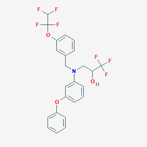 molecular formula C24H20F7NO3 B1242483 1,1,1-Trifluoro-3-((3-phenoxyphenyl)(3-(1,1,2,2-tetrafluoroethoxy)benzyl)amino)propan-2-ol 