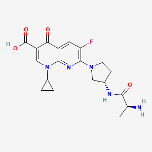 molecular formula C19H22FN5O4 B1242492 7-[(3S)-3-[[(2S)-2-aminopropanoyl]amino]pyrrolidin-1-yl]-1-cyclopropyl-6-fluoro-4-oxo-1,8-naphthyridine-3-carboxylic acid 