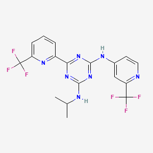 2-N-propan-2-yl-4-N-[2-(trifluoromethyl)pyridin-4-yl]-6-[6-(trifluoromethyl)pyridin-2-yl]-1,3,5-triazine-2,4-diamine