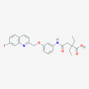 molecular formula C24H25FN2O4 B1242502 Butanoic acid, 2,2-diethyl-4-((3-((7-fluoro-2-quinolinyl)methoxy)phenyl)amino)-4-oxo- CAS No. 168082-74-4