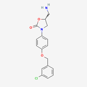 molecular formula C17H17ClN2O3 B1242511 (5R)-5-(aminomethyl)-3-[4-[(3-chlorophenyl)methoxy]phenyl]-1,3-oxazolidin-2-one 